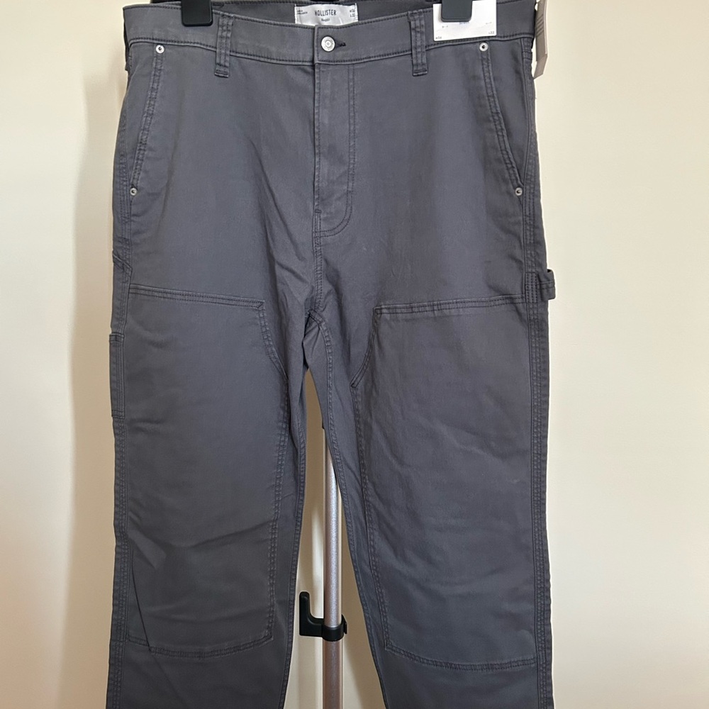 Hollister Men's Baggy Charcoal Cargo Pants